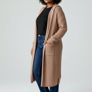 Sonoma Cardigan Long Sleeve Cable Knitted Sweater-Size L-Front Pockets-Brown